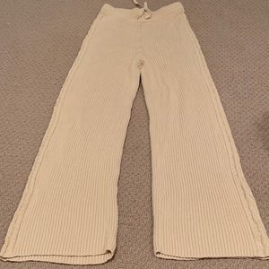 Spell and the Gypsy Collective Xs Kalani Ribbed Knit Pants Sand Cream/Beige